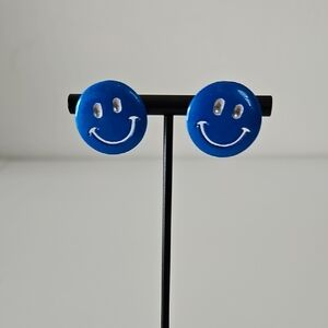Blue Smiley Face Earrings